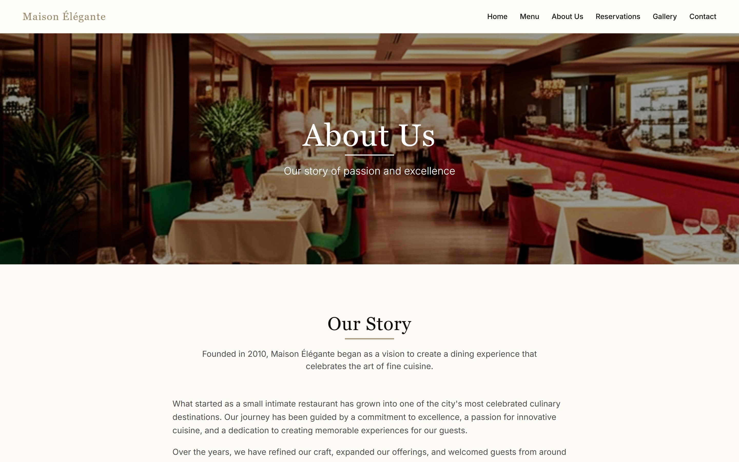 Maison Elegante about page
